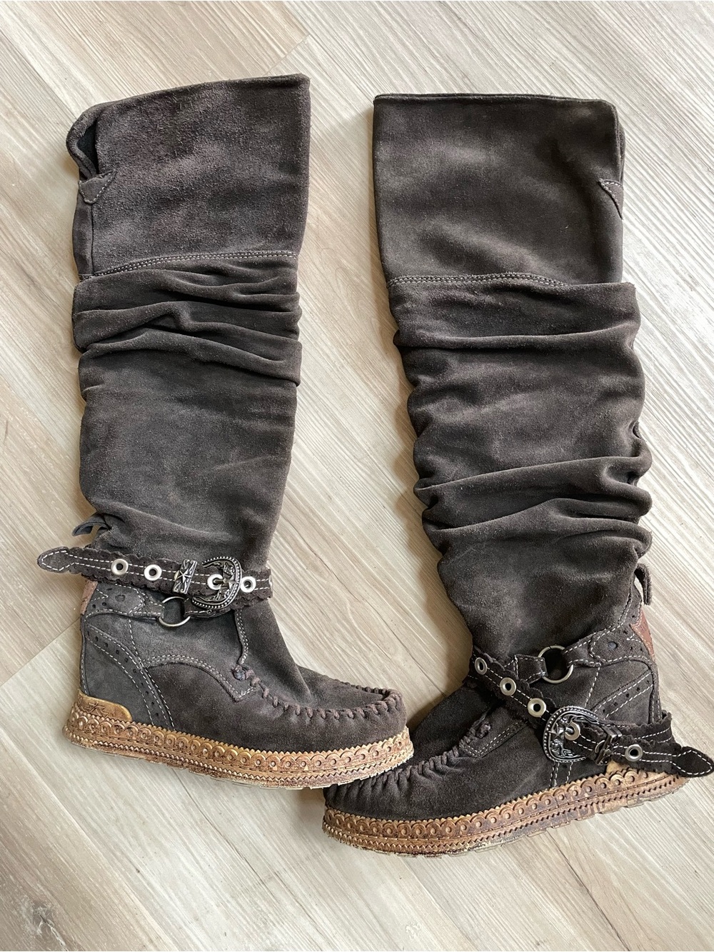 Peruvian Connection Dark Brown Suede Over-the-Knee Slouch Boots